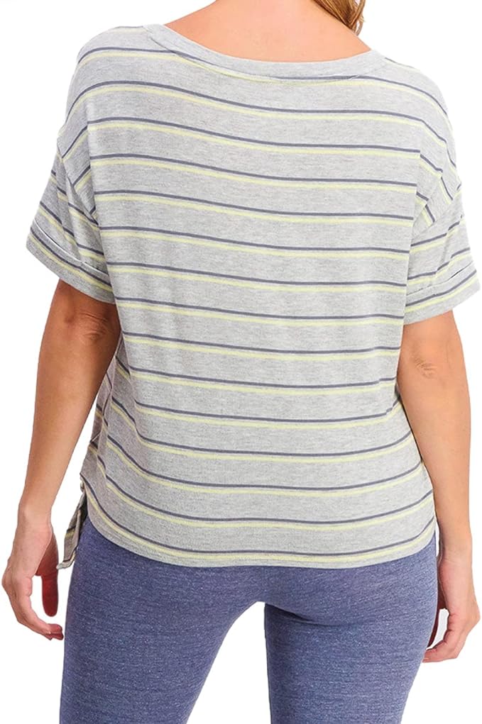 Alfani Women's Side-Tie Sleep T-Shirt Color Duel Stripe Size XL