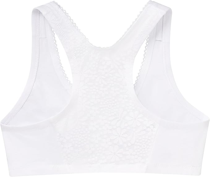 Glamorise Plus Size Front-Closure Cotton T-Back Wirefree Bra White Size 38B/C/D