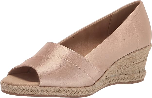 Easy Street Women's Jasper Wedge Sandal Natural Thai Silk Size 7W