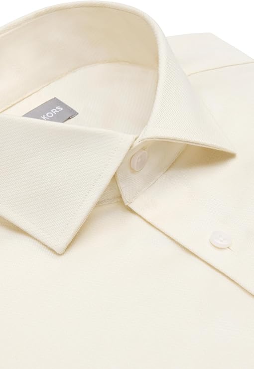 Michael Kors Men's Comfort Stretch Slim-Fit Dress Shirt Ecru Size L 16 34/35