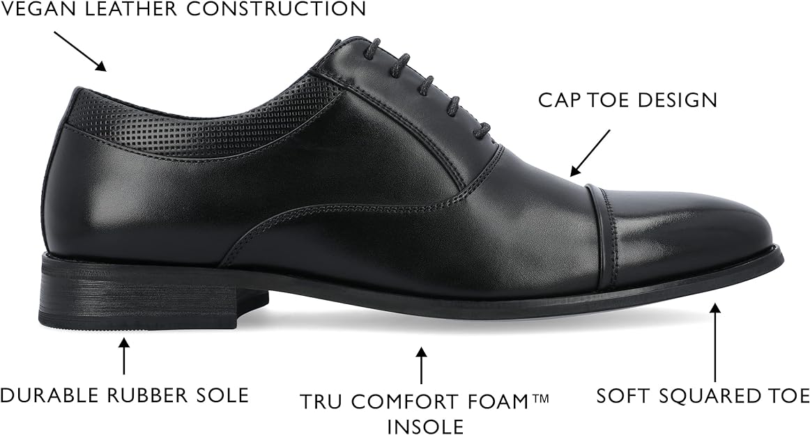 Vance Co. Men's Bradley Tru Comfort Oxford Dress Shoes Color Black Size 11W