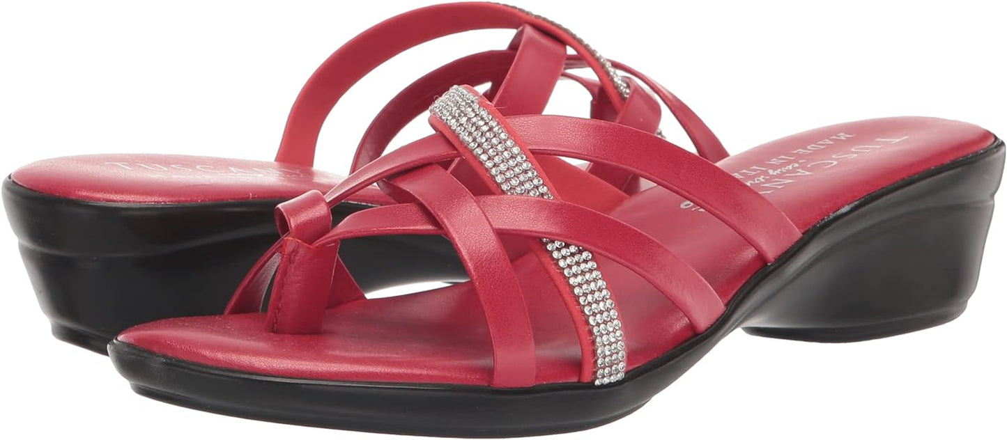 Easy Street Women's Tuscany Aldina Slide Sandals Color Red Size 7.5M