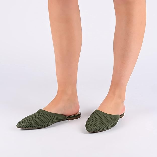 Journee Collection Women's Aniee Flat Knit Mules Beige Size 10