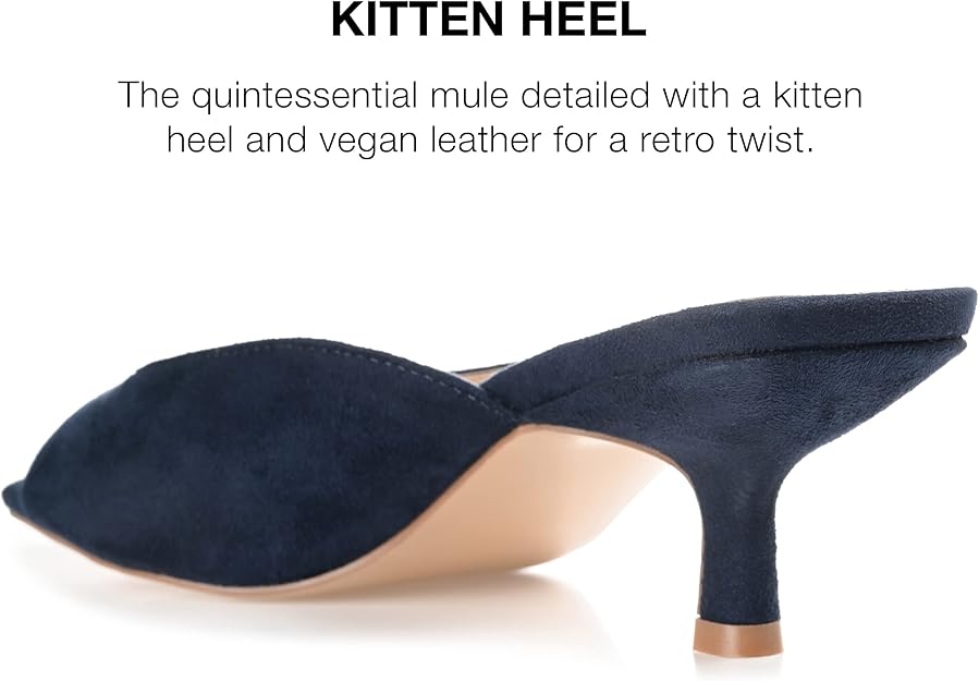 Journee Collection Women's Larna Square Open Toe Kitten Heel Pump Navy Size 8