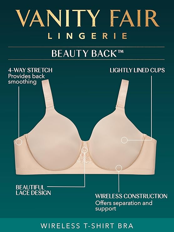 Vanity Fair Full Figure Beauty Back Smoothing Bra Cappuccino Size 40D