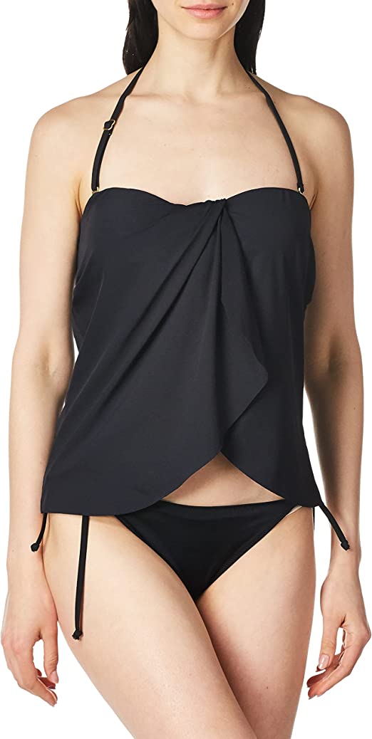Vince Camuto Women's Standard Draped Bandini Top Swimsuit with Removable Straps Color Black Size M
