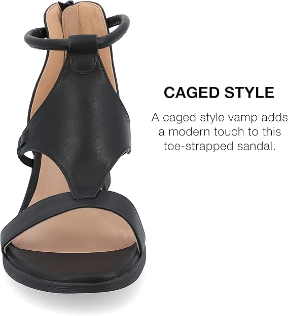 Journee Collection Women's Trayle Wedge Sandals Black Size 8