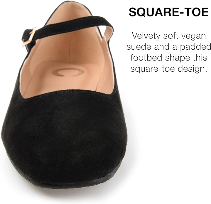 Journee Collection Women's Carrie Vegan Suede Flats Color Black Size 7M