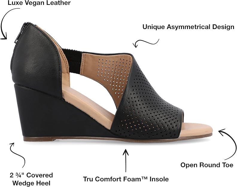 Journee Collection Women's Comfort Foam Aretha Wedge Sandals Black Size 9