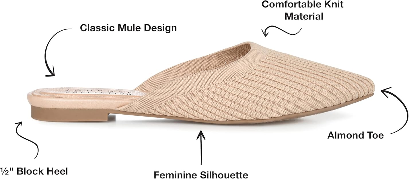 Journee Collection Women's Aniee Flat Knit Mules Beige Size 10