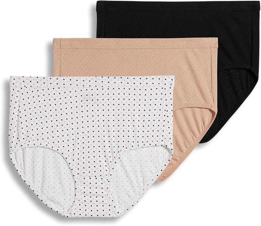 Jockey Elance Breathe 3-Pk. Cotton Brief Light/Simple Dot/Black Size 7