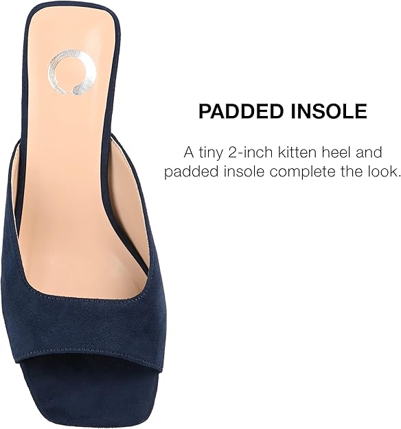 Journee Collection Women's Larna Square Open Toe Kitten Heel Pump Navy Size 8