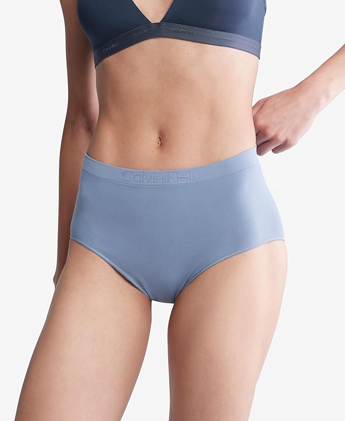 Calvin Klein Women's Bonded Flex Seamless High Rise Brief Flint Stone Size L