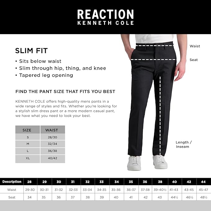 Kenneth Cole Reaction Men's Slim-Fit Stretch Check Dress Pants Color Blue Grid W32xL29