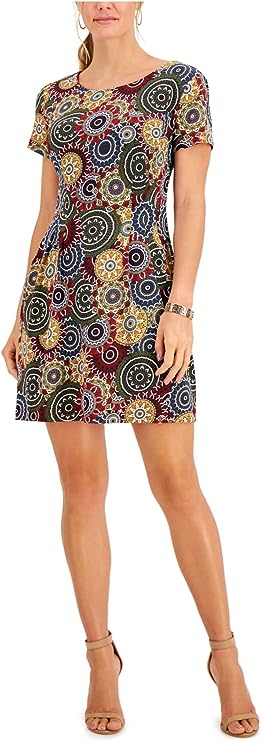 Connected Apparel Plus Size Medallion-Print Dresses Color Olive Size 24W