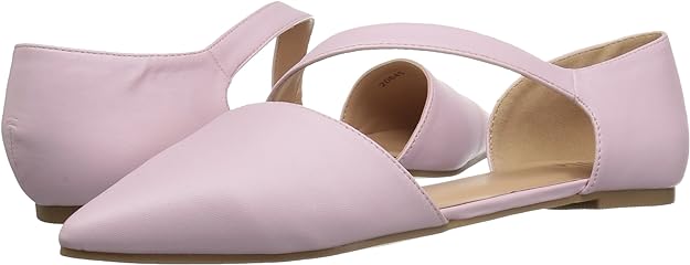 Journee Collection Women's Cross Strap Pointed Toe Flat Color Pink Size 8M