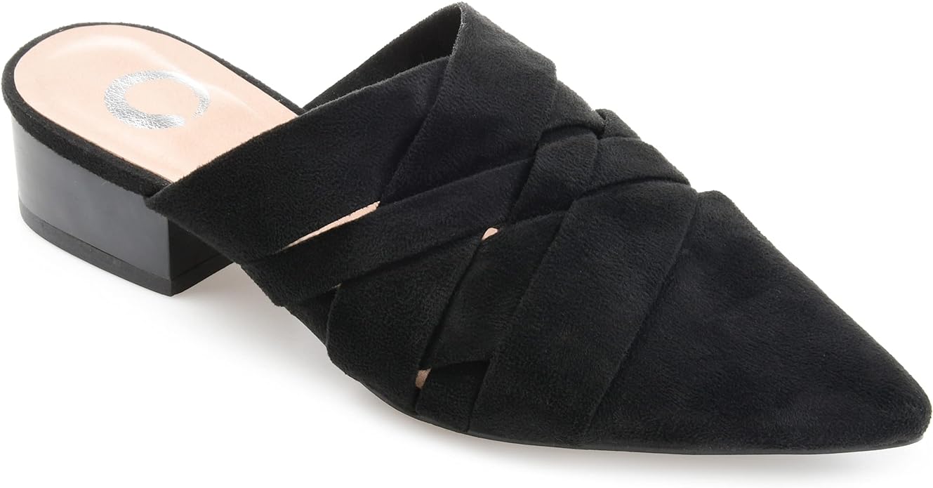 Journee Collection Women's Kalida Block Heel Pointed Toe Mules Color Black Size 6.5M