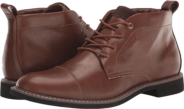 Tommy Hilfiger Men's Gibby Faux-Leather Cap-Toe Boots Color Cognac Size 8