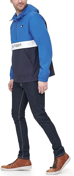 Tommy Hilfiger Men's Performance Taslan Popover Hooded Jacket Black Size S