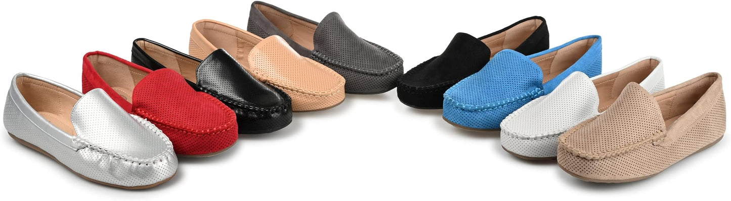 Journee Collection Women's Halsey Vegan Suede Pinhole Loafers Color Light Gray Size 7.5M