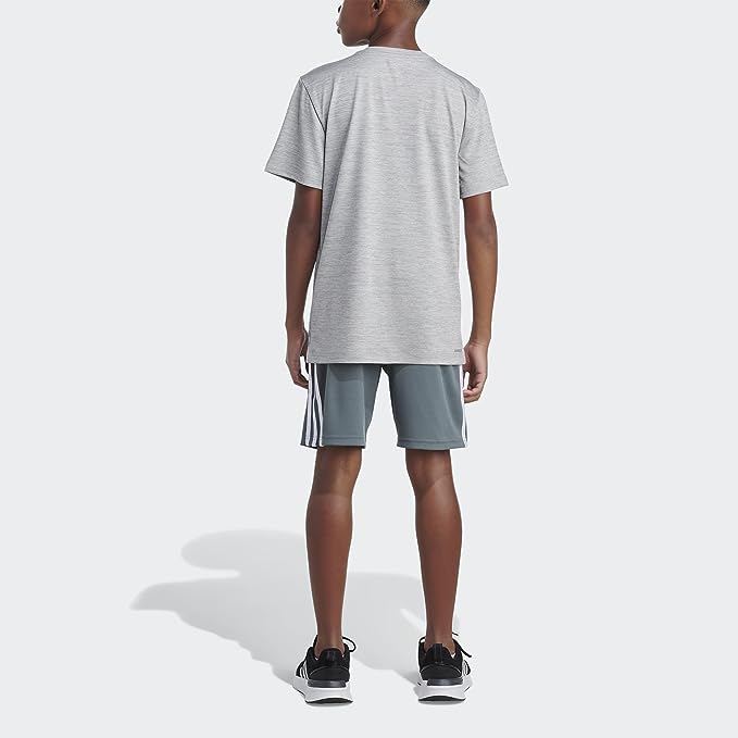 adidas Boys' Moisture-Wicking Athletic T-Shirt Color Medium Gray Heather Size 7