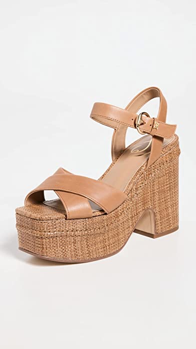 Sam Edelman Women's Trianna Platform Sandals Color Cuoio Brown Leather Size 10M