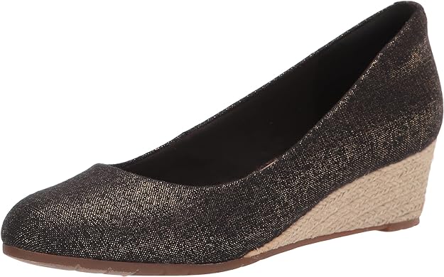 Clarks Women's Mallory Luna Closed Wedge Platform Color Black Metallic Textile Size 12M