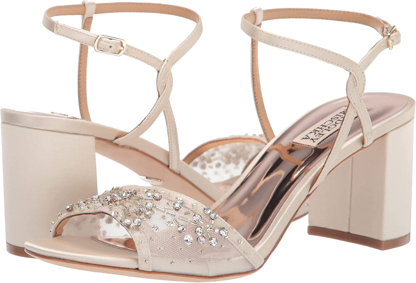 Badgley Mischka Women's Blaine Heeled Sandal Color Ivory Satin Size 11M