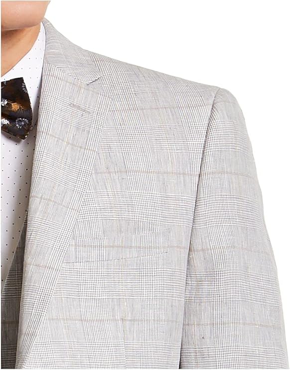 bar III Men's Linen Plaid Sportcoat Color Gray Tan Size 40L