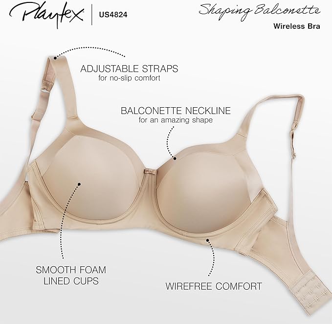 Playtex Women's Secrets Shapes Support Balconette Bra Evening Blush Size 42C