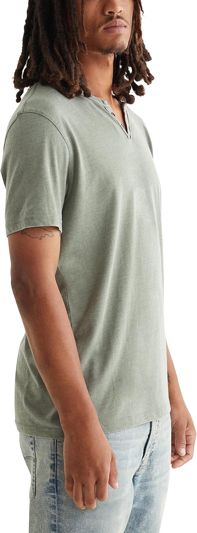 Lucky Brand Men's Venice Burnout Notch Neck Tee Shirt Laurel Wreath Size M