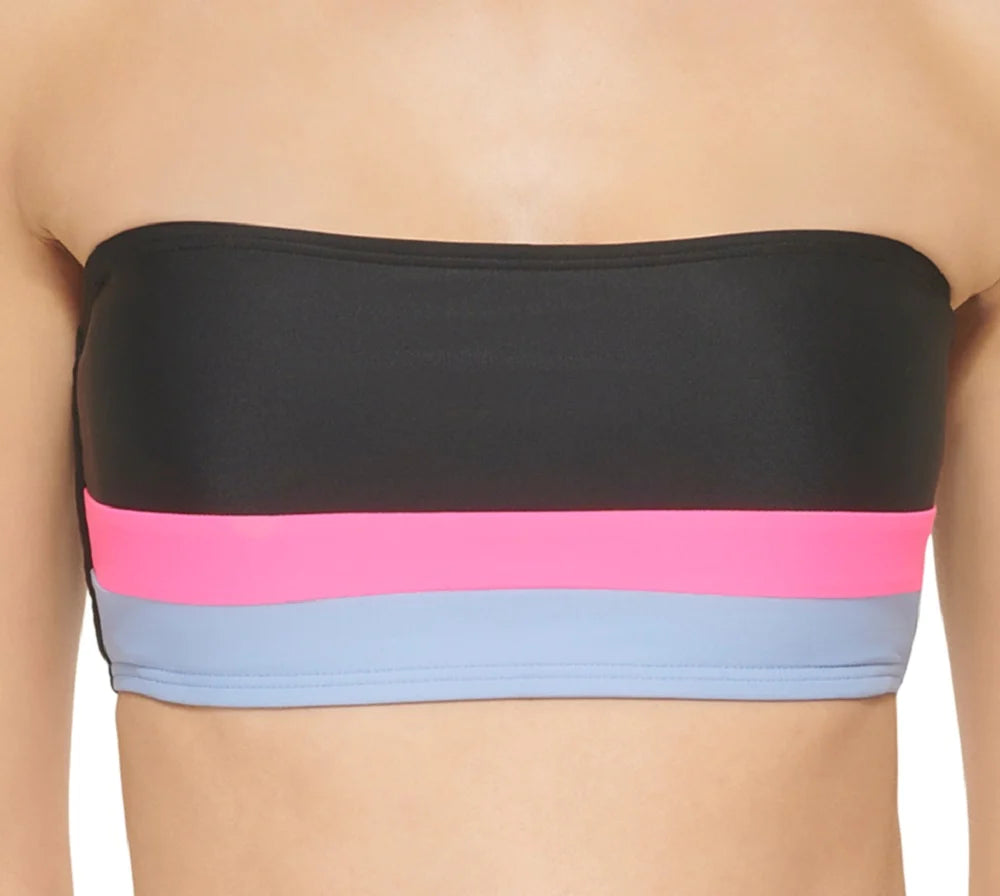 DKNY Colorblocked Bandeau Bikini Top Color Black Size XS