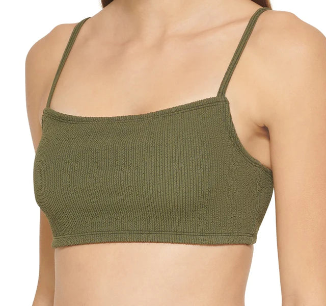 DKNY Textured Bralette Bikini Top Color Moss Micro Scrunch Texture Size M