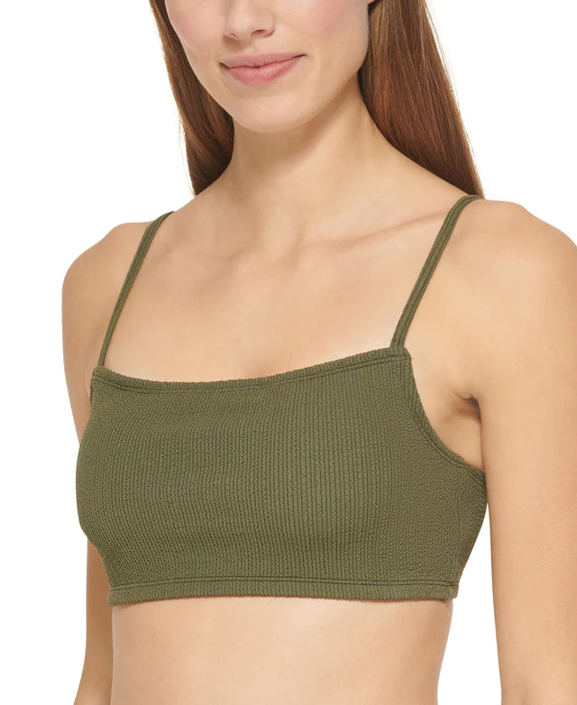 DKNY Textured Bralette Bikini Top Color Moss Micro Scrunch Texture Size M