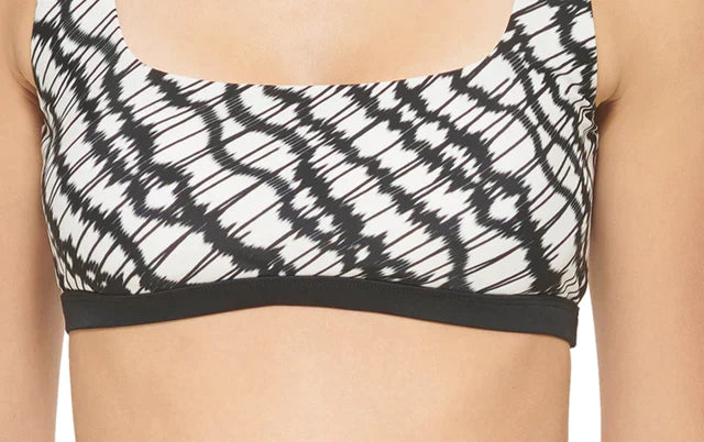 DKNY Womens Printed Square-Neck Bikini Top Color Black/White Size XL