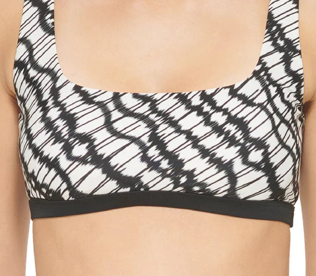 DKNY Womens Printed Square-Neck Bikini Top Color Black/White Size S