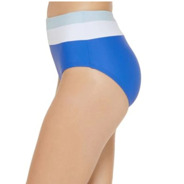 DKNY Colorblocked High-Waist Bikini Bottoms Color Lapis Blue Size L