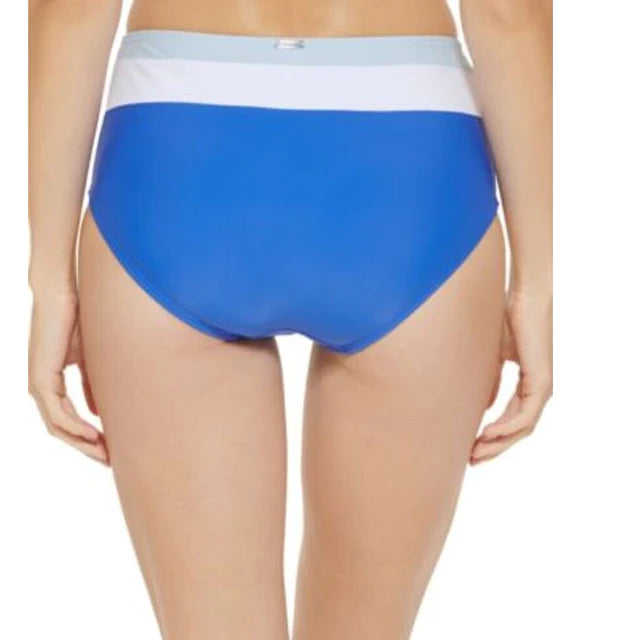 DKNY Colorblocked High-Waist Bikini Bottoms Color Lapis Blue Size L