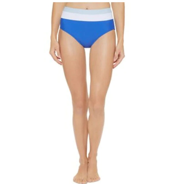 DKNY Colorblocked High-Waist Bikini Bottoms Color Lapis Blue Size L