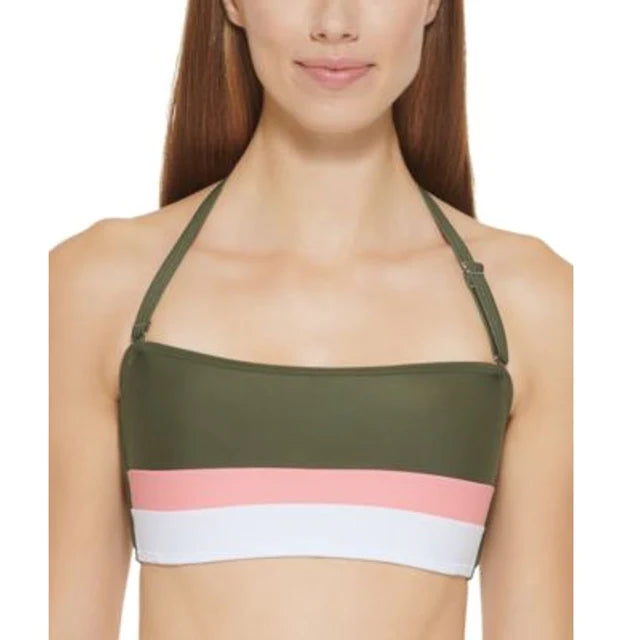 DKNY Colorblocked Bandeau Bikini Top Color Moss Green Size S