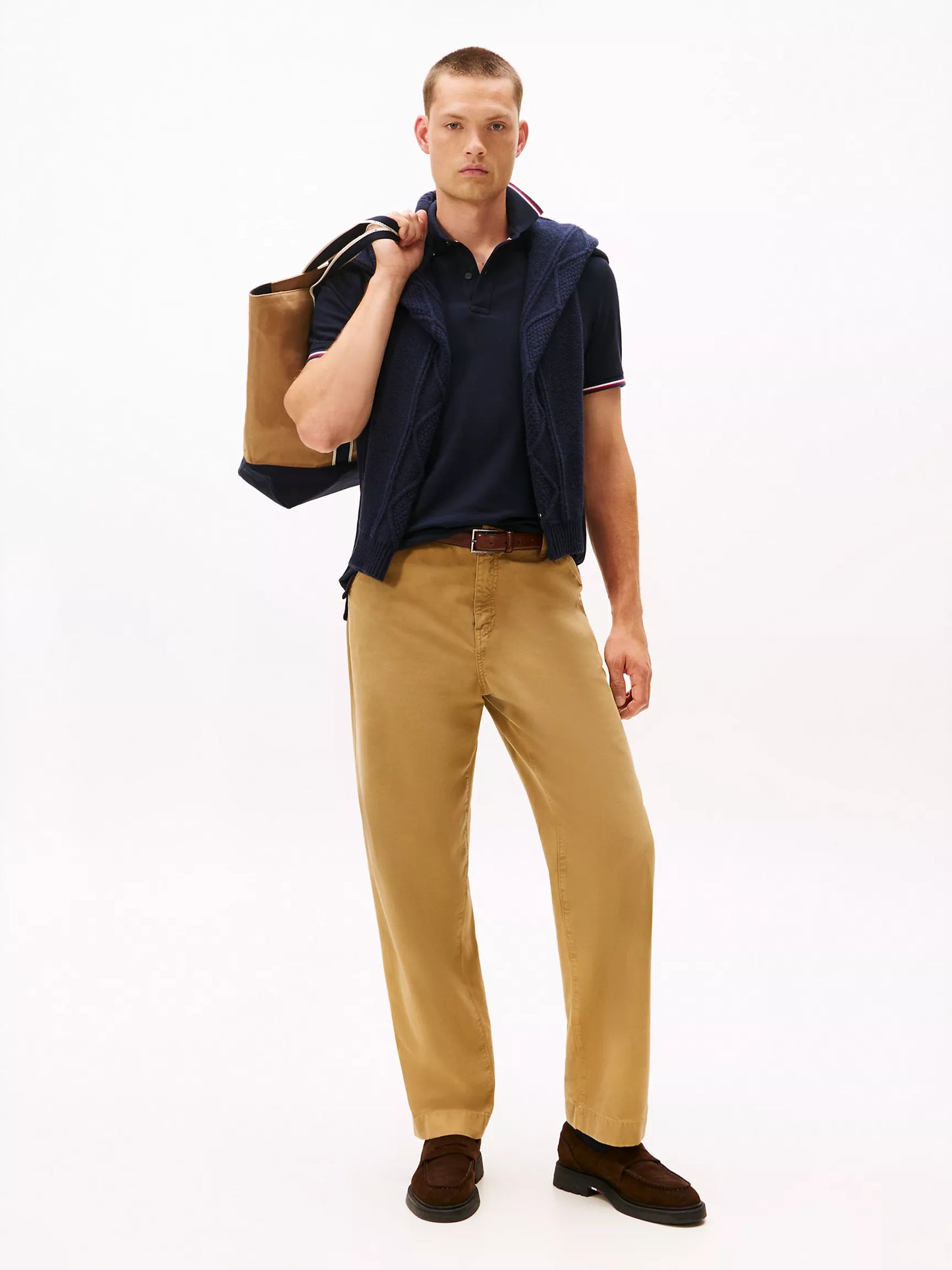 Tommy Hilfiger Men's 1985 Slim-Fit Tommy Wicking Polo Desert Sky Size M