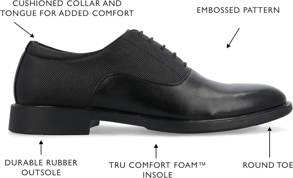 Vance Co. Men's Vincent Plain Toe Oxford Color Black Size 10M