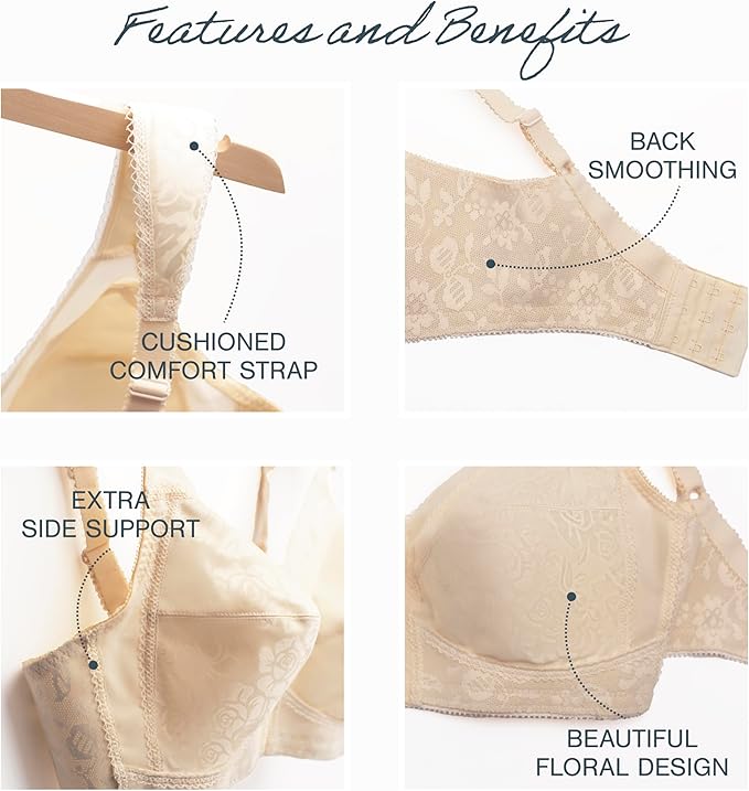 Playtex 18 Hour Full-Coverage Comfort-Strap Wireless Bra Black Size 44D