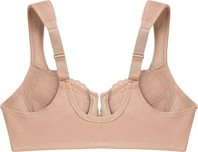 Glamorise Full Figure Wonderwire Front-Closure Underwire Bra Cafe Size 34DD
