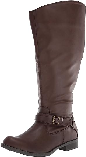 Easy Street Women's Quinn Plus Plus Harness Boot Color Brown Burnish Size 8.5M (Extra Wide Calf)