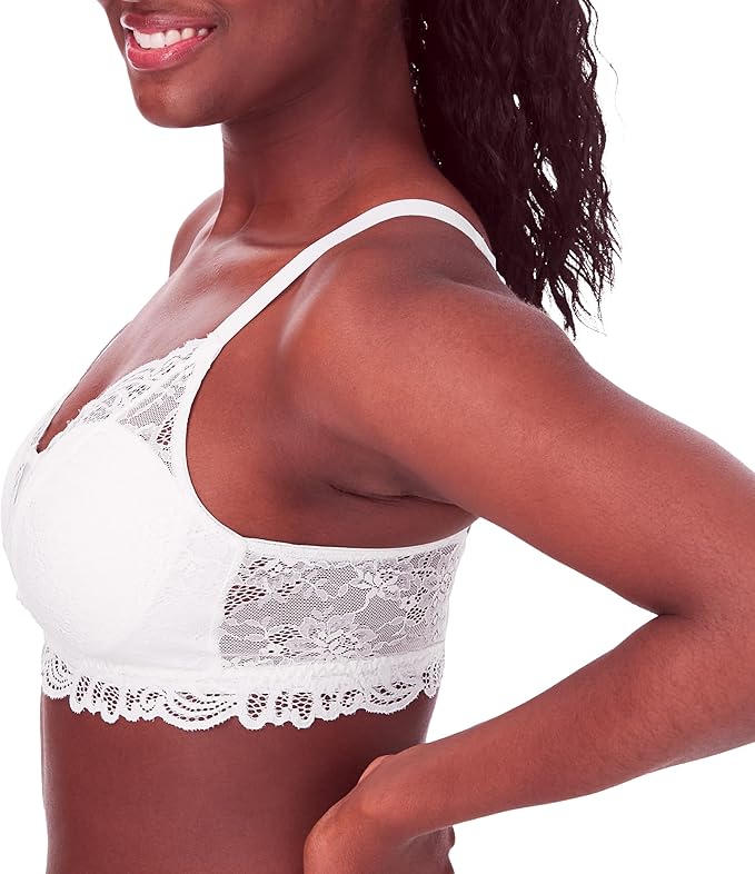 Bali Lace Desire Embroidered All Over Wirefree Bra White Size XL