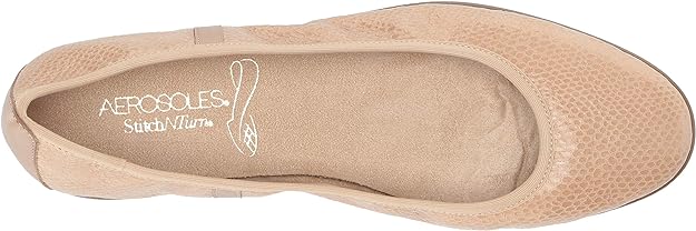 Aerosoles Women's Better Yet Ballet Flat Color Light Tan Snake Size 7.5M