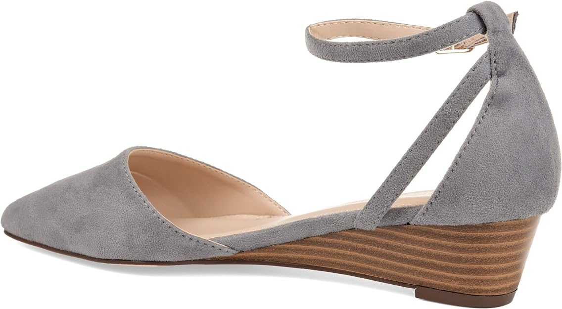 Journee Collection Women's Arkie Ankle Strap Sliver Wedge Color Gray Size 9M