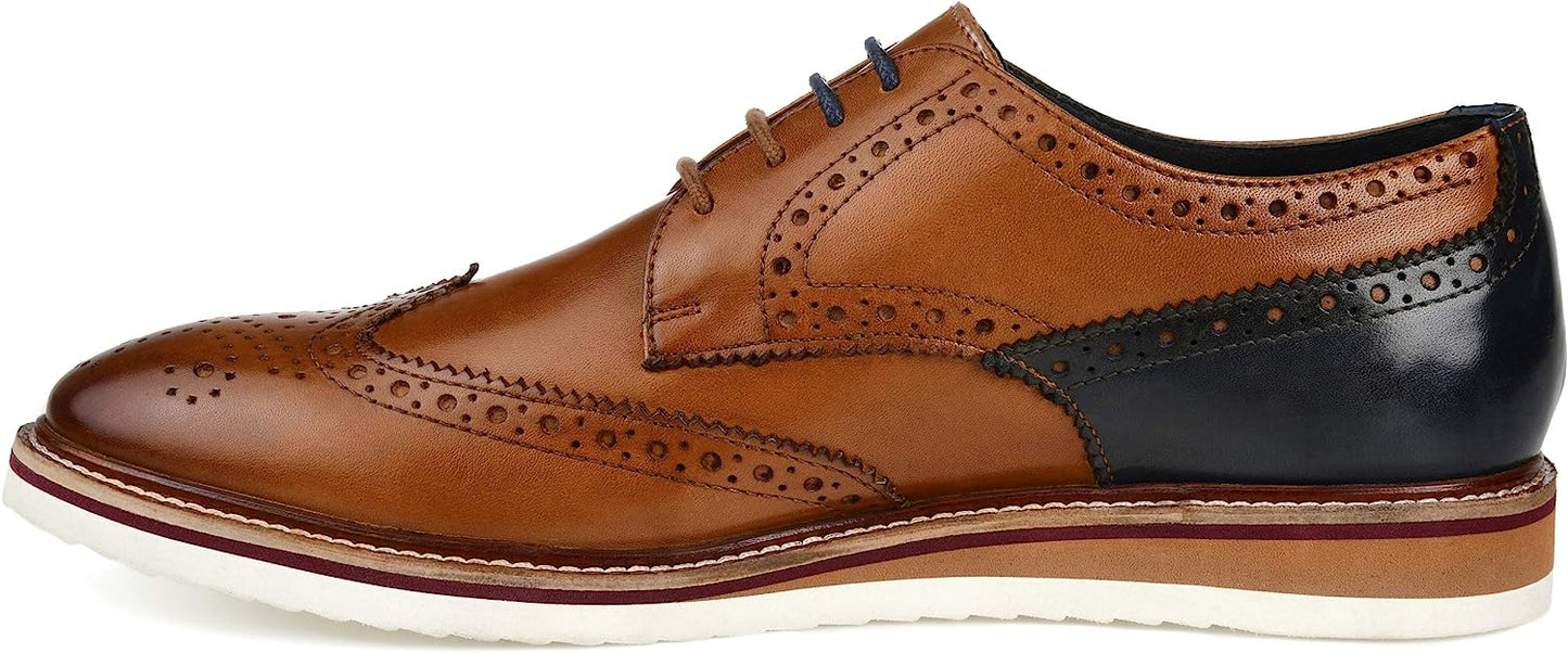 Thomas & Vine Mens Ridley Wingtip Derby Shoes Color Cognac Size 10.5M