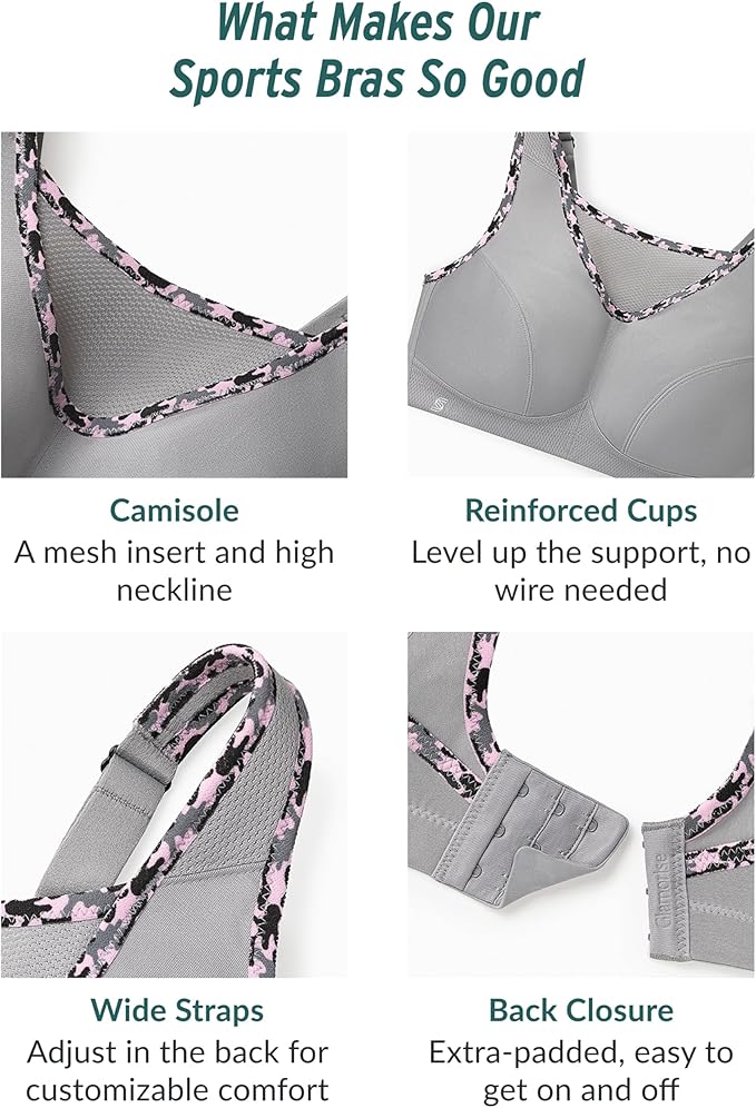 Glamorise No-bounce Camisole Sports Wirefree Bra Parfait Pink Size 38D